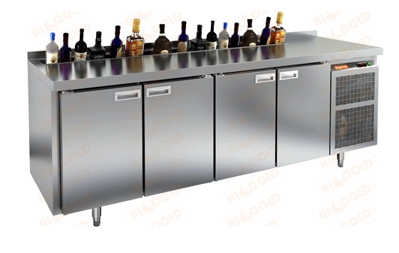 Стол охлаждаемый HICOLD GN 1111 HT V, с бортом, 4 двери (+2...+10°С)